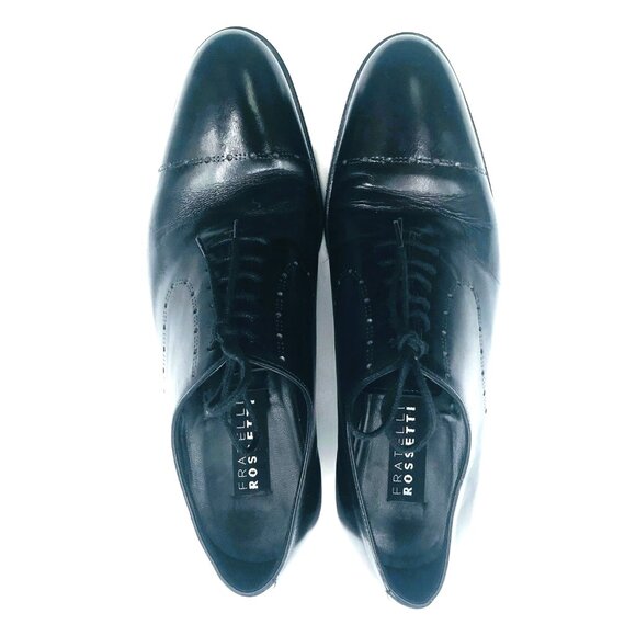 Fratelli Rossetti Italy 10973 Black Perforated Leather Cap Toe Oxford Shoes Sz 7 - Picture 3 of 15